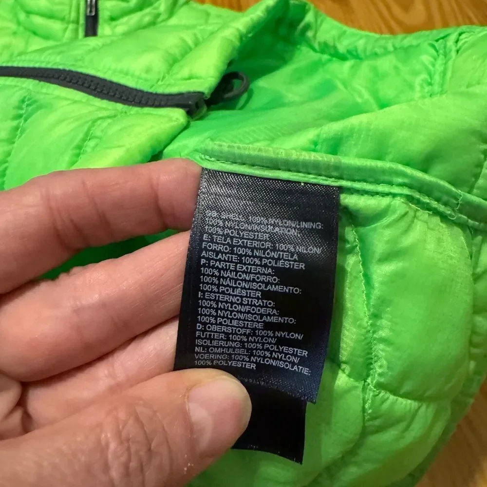 The North Face Men's Thermoball Full Zip Quilted Puffer Vest Size SM Neon Green